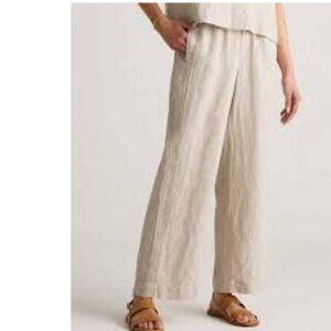 H By Halston Linen Cream High Rise Wide-Leg High Rise Ankle Crop Pants